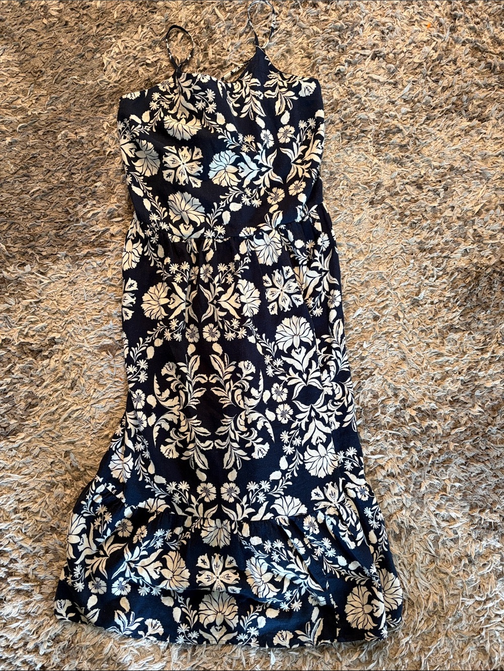 New time and true black floral linen dress women’s 22